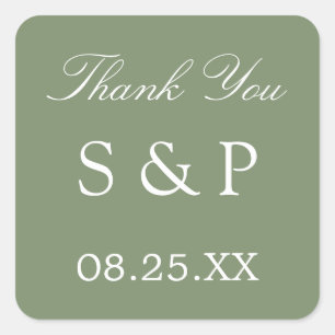 Sage Green Wedding Favor Bedankt Sticker