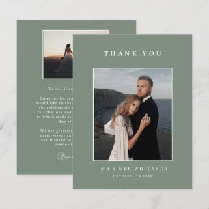 Sage Green Wedding Foto Hartelijk dank Kaart