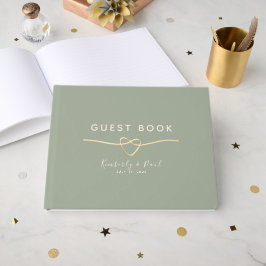 Sage Green Wedding Gastboek met Gouden Hart Gastenboek