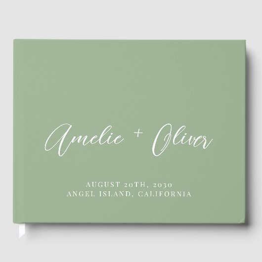 Sage Green Wedding Guest Book Gastenboek (Voorkant)