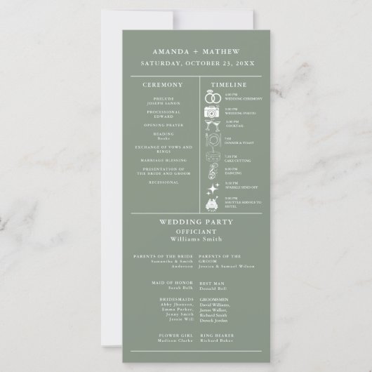 sage Green Wedding Infographic Program (Voorkant)
