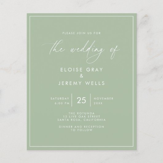 Sage Green Wedding Invitation (Voorkant)