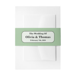 Sage Green Wedding Invitation Belly Band Uitnodigingen Wikkel