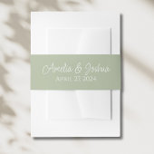 Sage Green Wedding Invitation Belly Band Uitnodigingen Wikkel