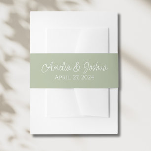 Sage Green Wedding Invitation Belly Band Uitnodigingen Wikkel