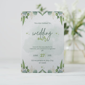 Sage Green Wedding Invitation Sjabloon Bewerkbaar Kaart