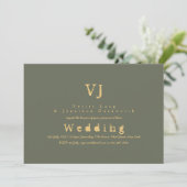 Sage Green Wedding Invitations Gold Enk Tywriter (Debout devant)