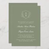 Sage Green Wedding Kaart (Voorkant / Achterkant)