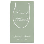 Sage Green Wedding Love & Bedankt Simple Script Klein Cadeauzakje (Voorkant)