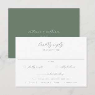 Sage Green Wedding Maaltijdkeuze RSVP Kaartje