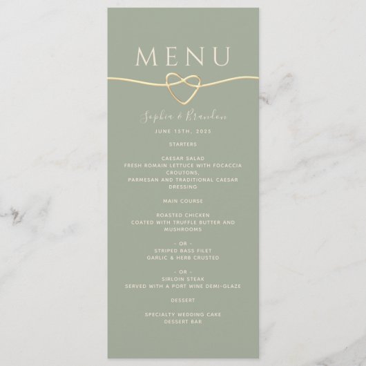 Sage Green Wedding Menu (Voorkant)