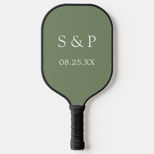 Sage Green Wedding Pickleball Paddle (Voorkant)