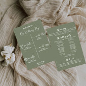 Sage Green Wedding Program Card Editable Template Programma
