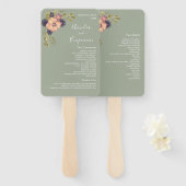 Sage Green Wedding Program Hand Fan Handwaaier (Voorkant en achterkant)