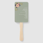 Sage Green Wedding Program Hand Fan Handwaaier (Achterkant)