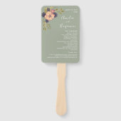 Sage Green Wedding Program Hand Fan Handwaaier (Voorkant)