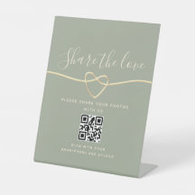 Sage Green Wedding QR Code Sign - Deel de liefde