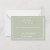 Sage green wedding response RSVP Notitiekaartje (Voorkant)