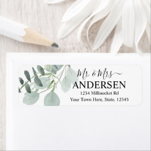 Sage Green Wedding Return-adres Etiket