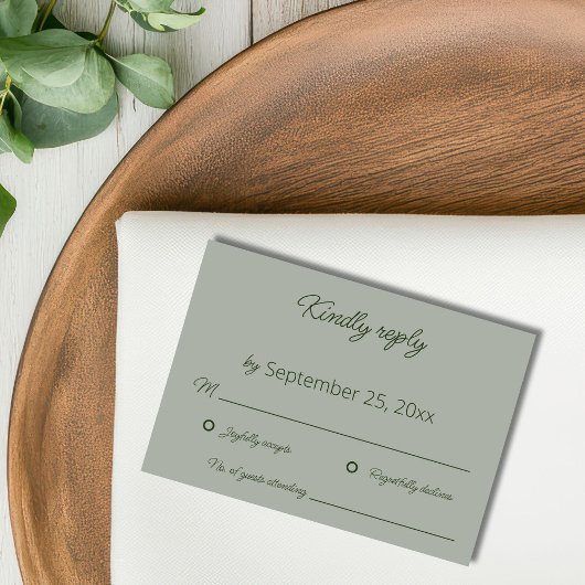 Sage Green Wedding RSVP Kaart