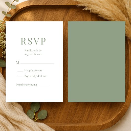 Sage Green Wedding RSVP Kaartje