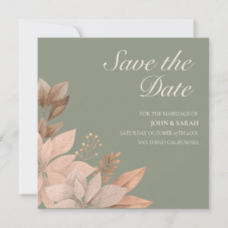 Sage Green Wedding Save the Date Invitation Kaart
