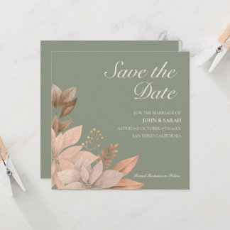 Sage Green Wedding Save the Date Invitation Kaart