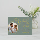Sage Green Wedding Save the Date Photo Folie Uitnodiging Briefkaart (Staand Voorkant)