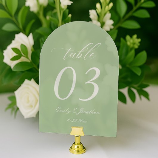 Sage Green Wedding Table Number Acrylic Acryl Uitnodigingen