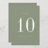 Sage Green Wedding Table Number Kaart (Voorkant / Achterkant)