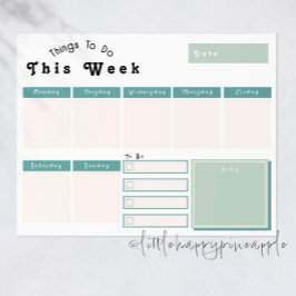 Sage Green Weekly Calendar Planner Notitieblok