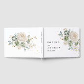 Sage Green & White Flowers Mariage Livre d'invité (Complet)
