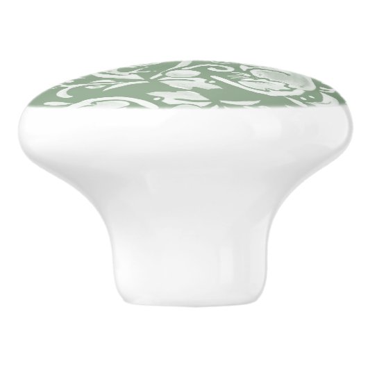 Sage Green White Garden Animals Floral PatternC Keramische Knop (Zijkant)
