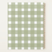Sage Green White Gingham, gepersonaliseerd Planner (Achterkant)