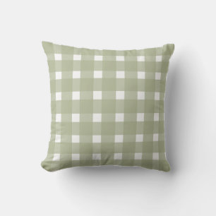Sage Green White Gingham Pattern Kussen