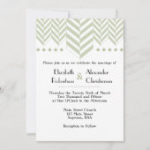 Sage Green White Herringbone Faire-part de mariage (Devant)