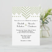 Sage Green White Herringbone Faire-part de mariage (Debout devant)