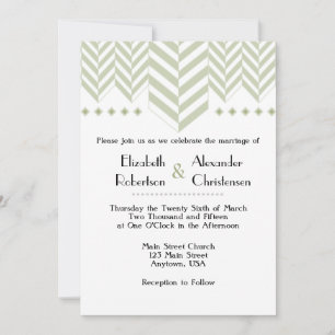 Sage Green White Herringbone Faire-part de mariage