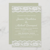  Sage Green White Lace Wedding Kaart (Voorkant / Achterkant)