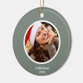 Sage Green & White Modern Initialen Monogram FOTO Keramisch Ornament (Links)