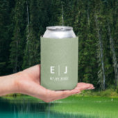 Sage Green & White Monogram Weddenschap Blikjeskoeler