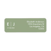 Sage Green & White Monogram Weddenschap Etiket (Voorkant)