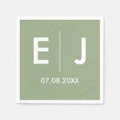 Sage Green & White Monogram Weddenschap Servet (Voorkant)