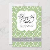Sage Green White Quatrefoil bewaart de datum Magne Magnetische Uitnodiging (Voorkant)