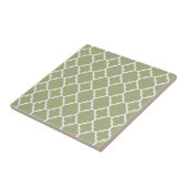 Sage Green White Quatrefoil Moroccan Pattern Tegeltje (Zijkant)