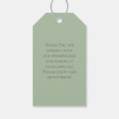 Sage Green White Rose Wedding Cadeaulabel (Achterkant)