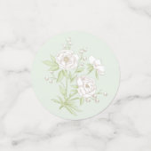 Sage Green White Rose Wedding Confetti (Kleine voorkant)