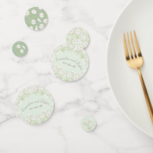Sage Green White Rose Wedding Confetti (Groep)