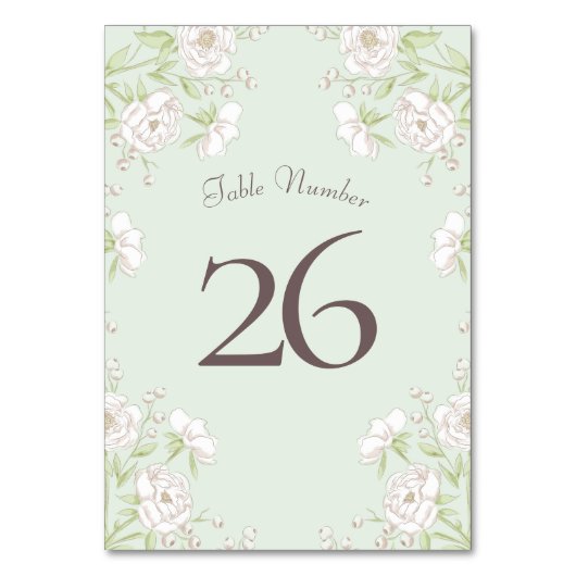 Sage Green White Rose Wedding Kaart (Achterkant)