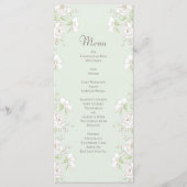 Sage Green White Rose Wedding Menus (Devant)